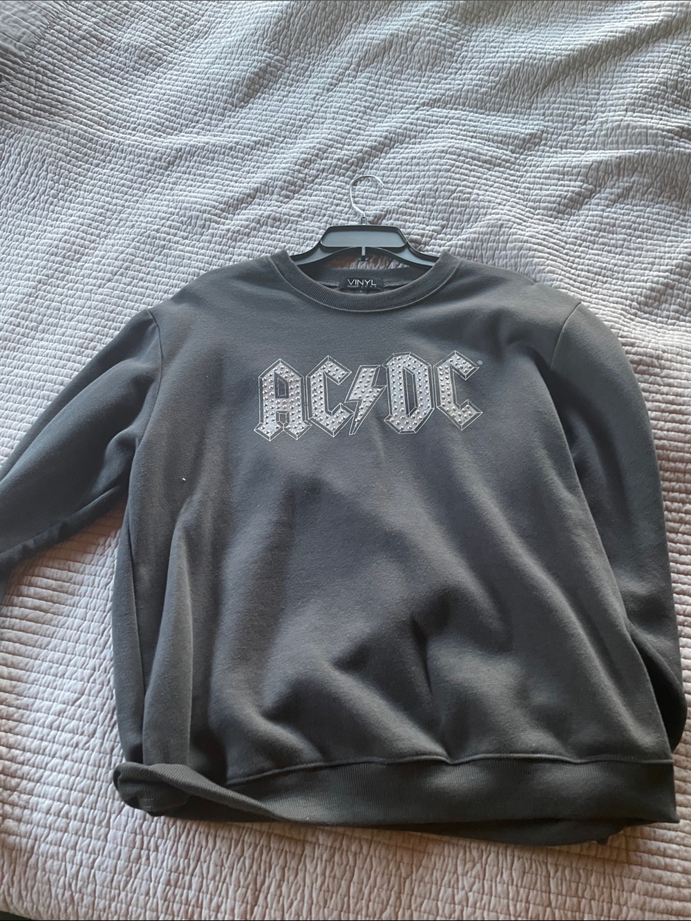 AC/DC Black Crewneck Sweatshirt with Silver Logo